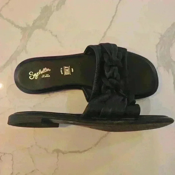 Seychelles Tulum Made In Italy Flats Round Toe Leather Sandals Black Size 9 - Picture 5 of 5